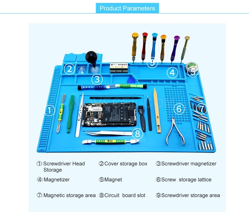 (55*35cm)High Temperature Resistant Silicone Pad For Electrical Soldering Repair Station