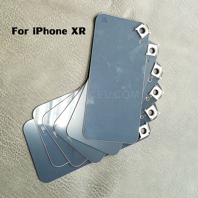 CE Mark Back Cover Glass with Lens Frame + Lens for iPhone XR_White