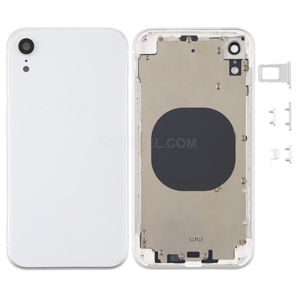 Back Housing Cover with Camera Lens & SIM Card Tray & Side Keys for iPhone XR_White