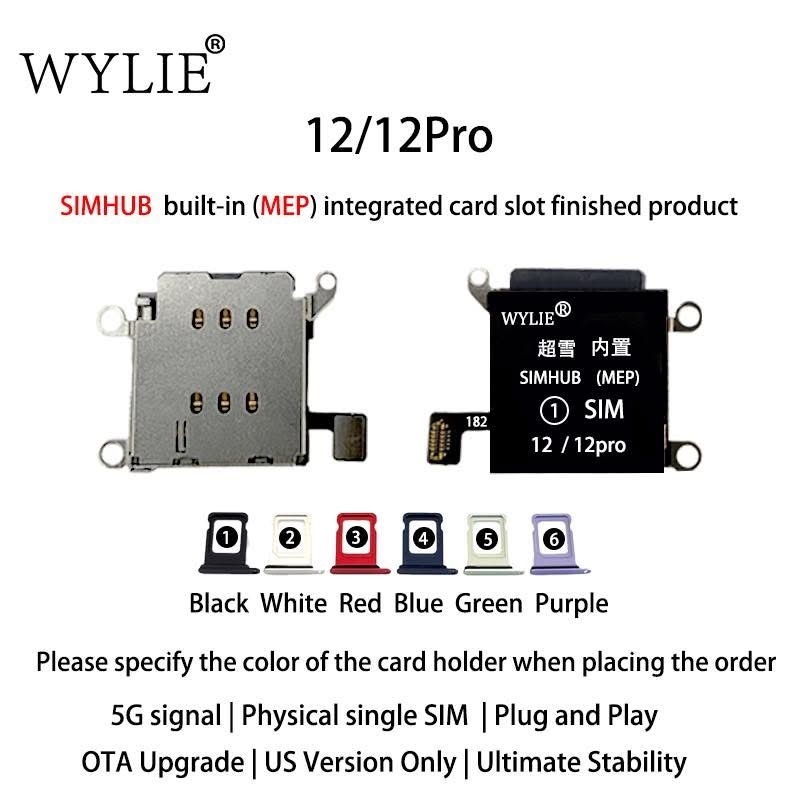 Wylie Built-in MEP Integrated Card Slot Finished Flex Cable for iPhone 12/12pro US Version ESIM to Physical Single SIM