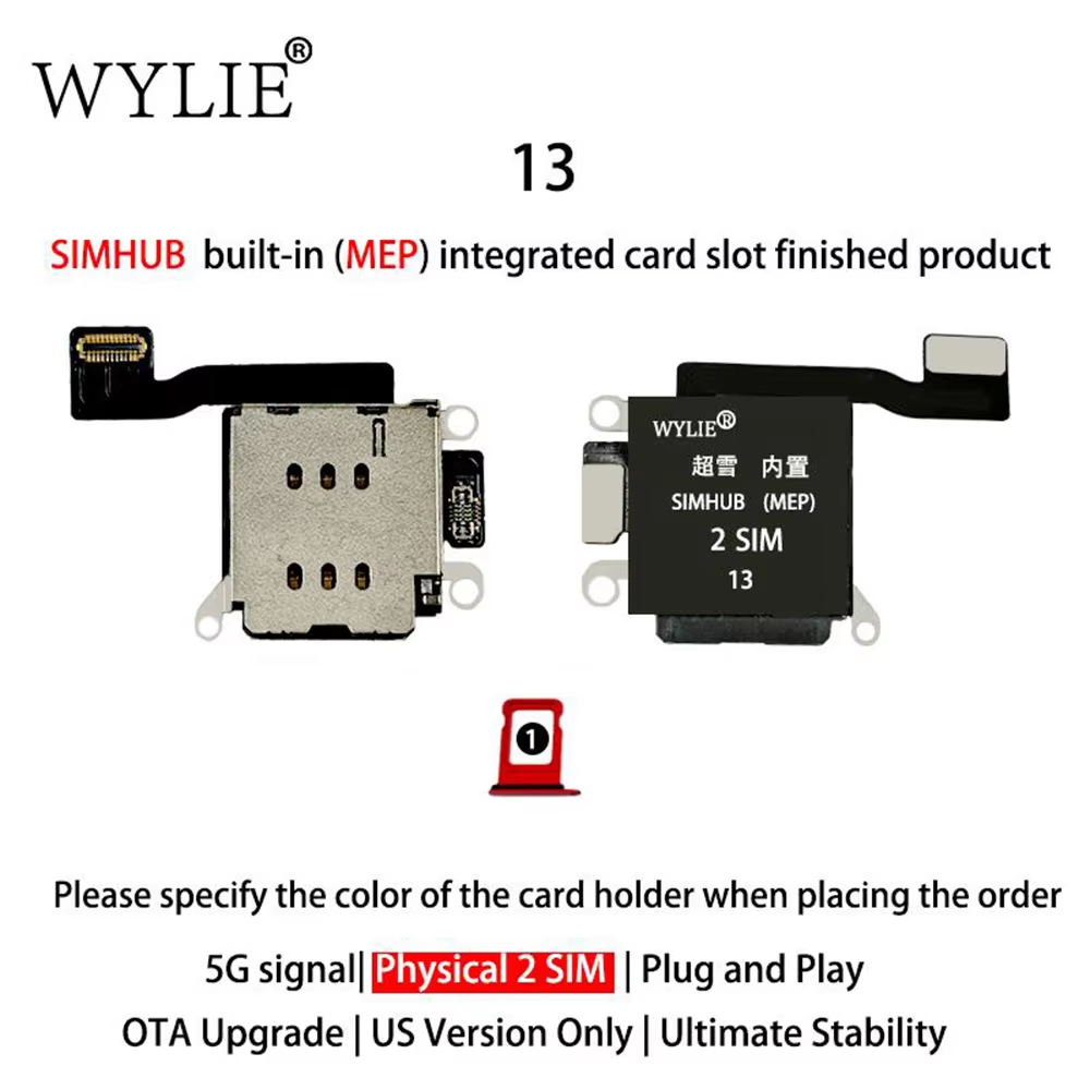 Wylie Built-in MEP Integrated Card Slot Finished Flex Cable for iPhone 13 US Version ESIM to Physical Dual SIM