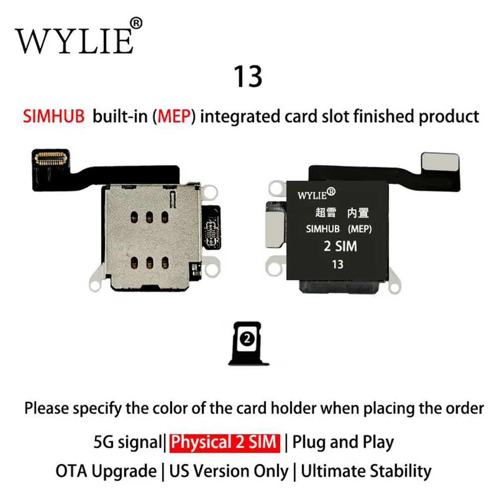 Wylie Built-in MEP Integrated Card Slot Finished Flex Cable for iPhone 13 US Version ESIM to Physical Dual SIM