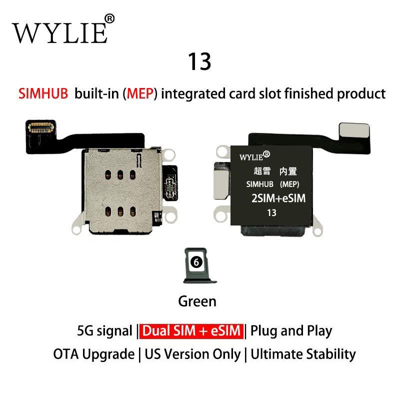 Wylie Built-in MEP Integrated Card Slot Finished Flex Cable for iPhone 13 US Version ESIM to Physical Dual SIM + Esim