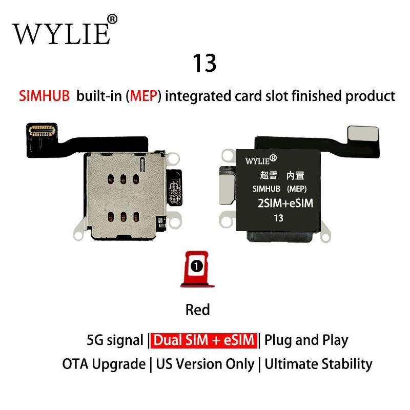 Wylie Built-in MEP Integrated Card Slot Finished Flex Cable for iPhone 13 US Version ESIM to Physical Dual SIM + Esim