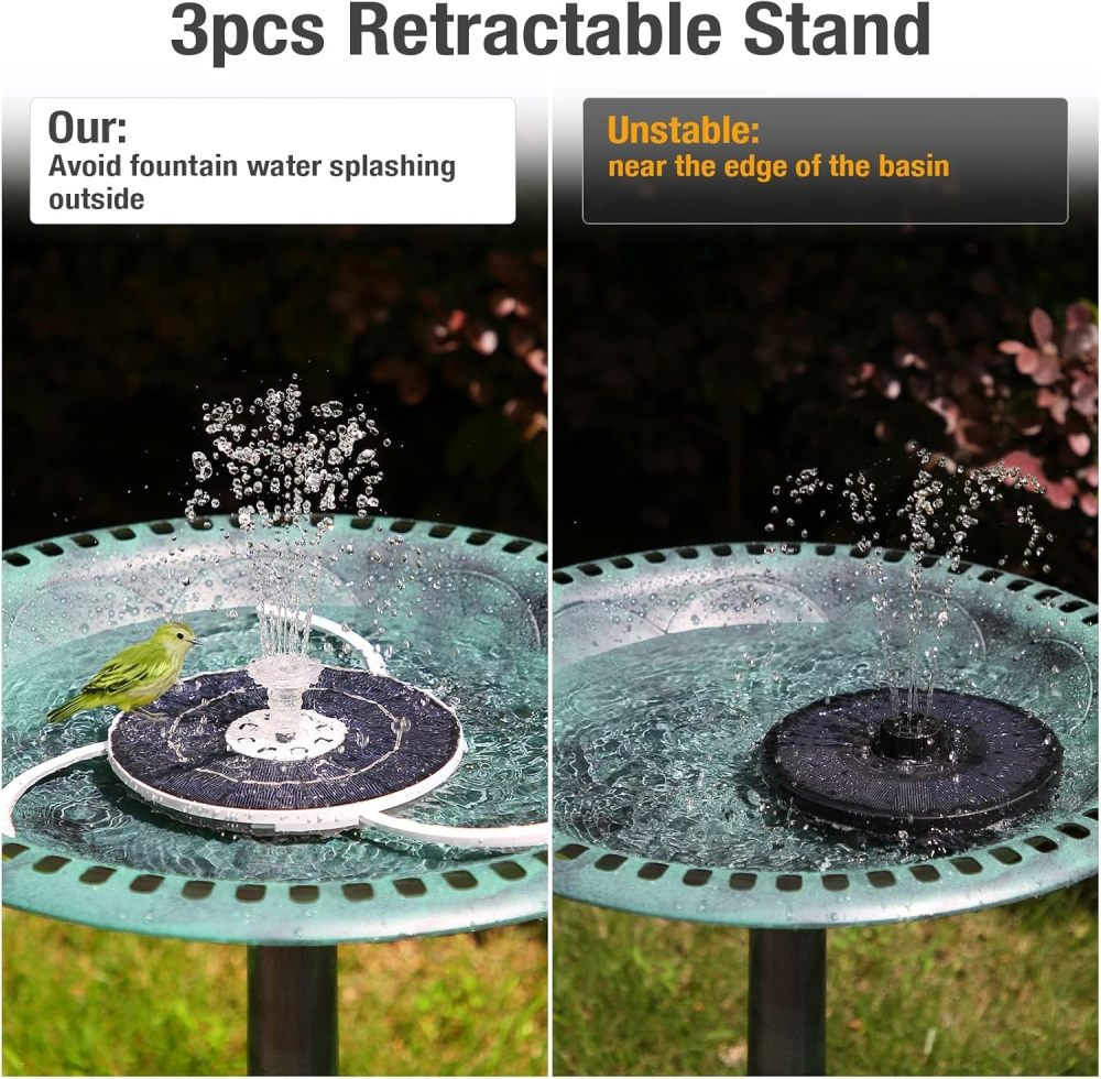 AISITIN 3.5W Solar Fountain Pump, LED Lighting Solar Water Pump Floating Fountain with 6 Nozzles, 1500mAh Battery Backup for Bird Bath, Fish Tank, Pond or Garden Decoration Solar Aerator Pump