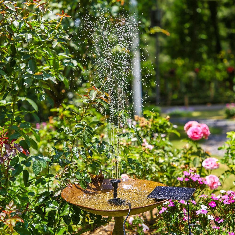 AISITIN DIY Solar Water Pump Kit for Water Feature Outdoor, Solar Powered Water Fountain Pump with 6 Nozzles for Bird Bath, Ponds, Garden, Fish Tank