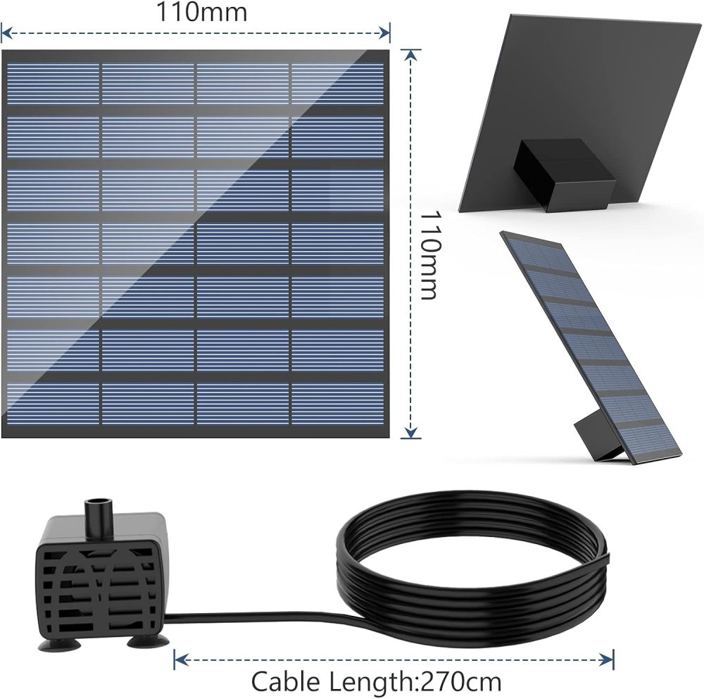 AISITIN DIY Solar Water Pump Kit for Water Feature Outdoor, Solar Powered Water Fountain Pump with 6 Nozzles for Bird Bath, Ponds, Garden, Fish Tank