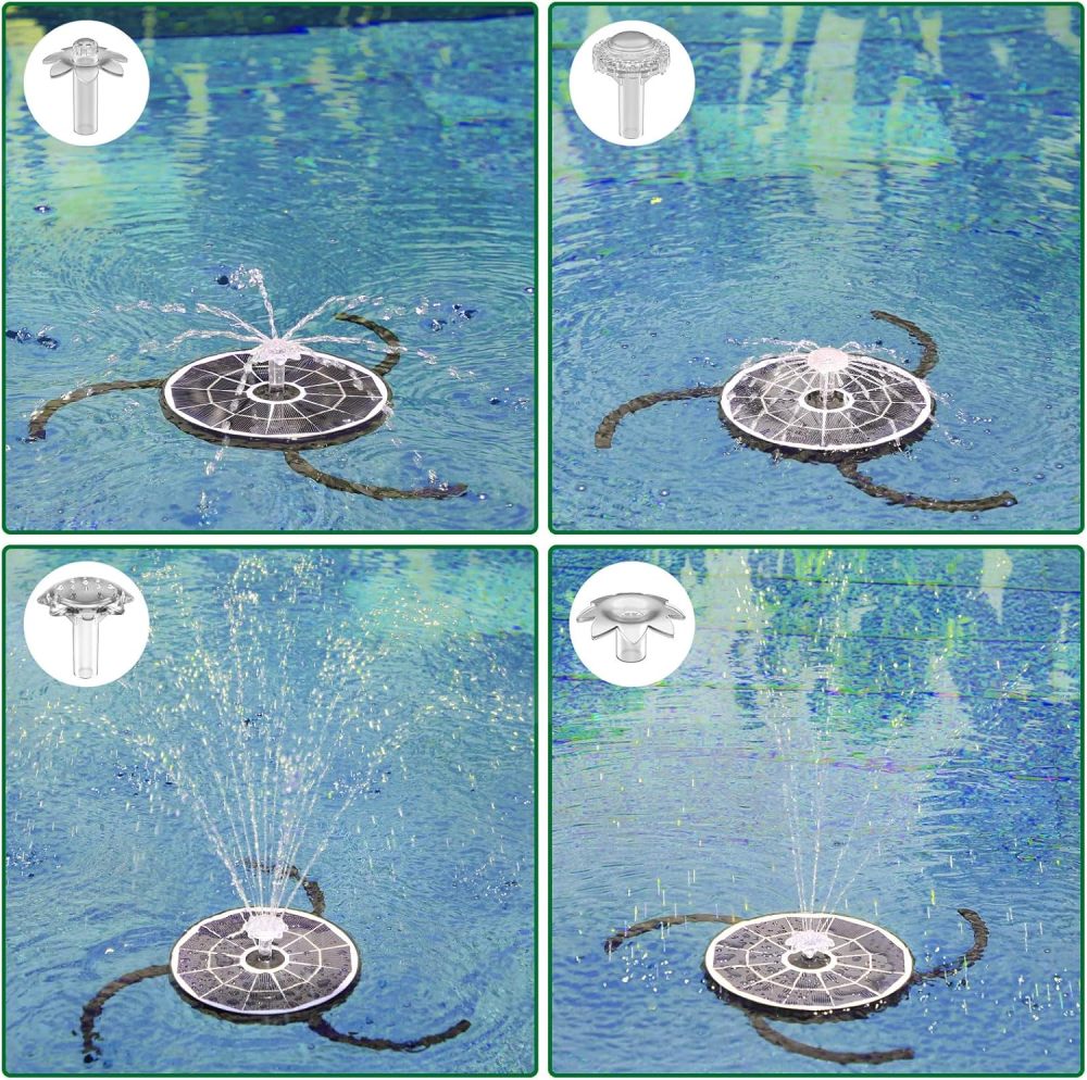 AISITIN 3.7W Solar Bird Bath Fountain Pump, 7.1" Solar Powered Water Fountain Pump for Garden, Ponds, Pool, Fish Tank, Aquarium and Outdoor