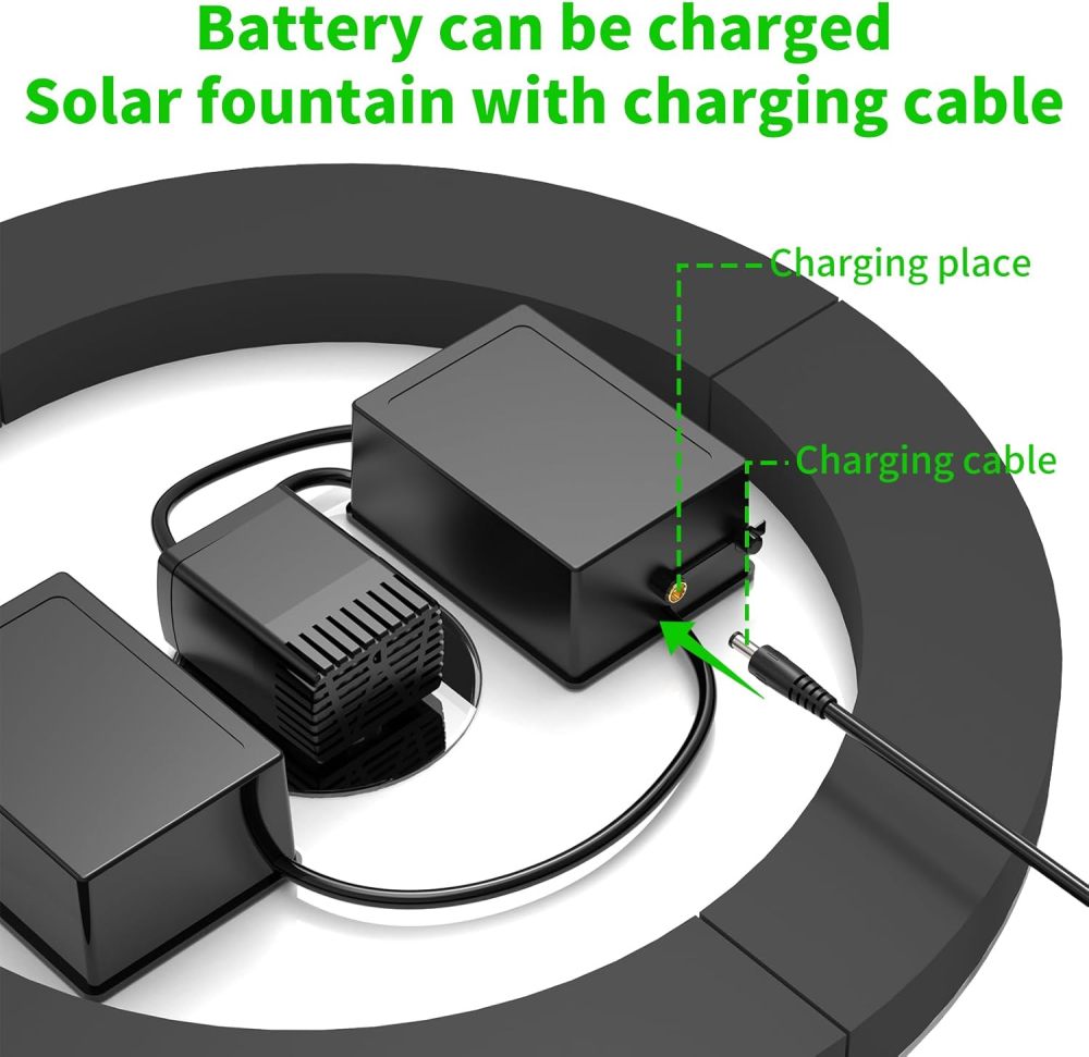 AISITIN 9W Solar Fountain Pump 2026, Solar Water Fountain Kit with 6600mAh Rechargeable Battery & 14 Nozzles & Charging Cable & Remote Control & 11 Colorful LED Lights for Garden Pond Pool Outdoor