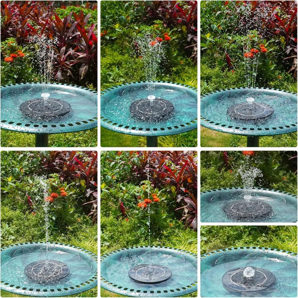 AISITIN 3,5W LED Solar Fountain Pump for Outdoor with 3000mAh Battery,Solar Bird Bath Fountain with Different Spray Effects,with Crystal Ball, Solar Powered Water Pump for Outdoor Garden, Pond
