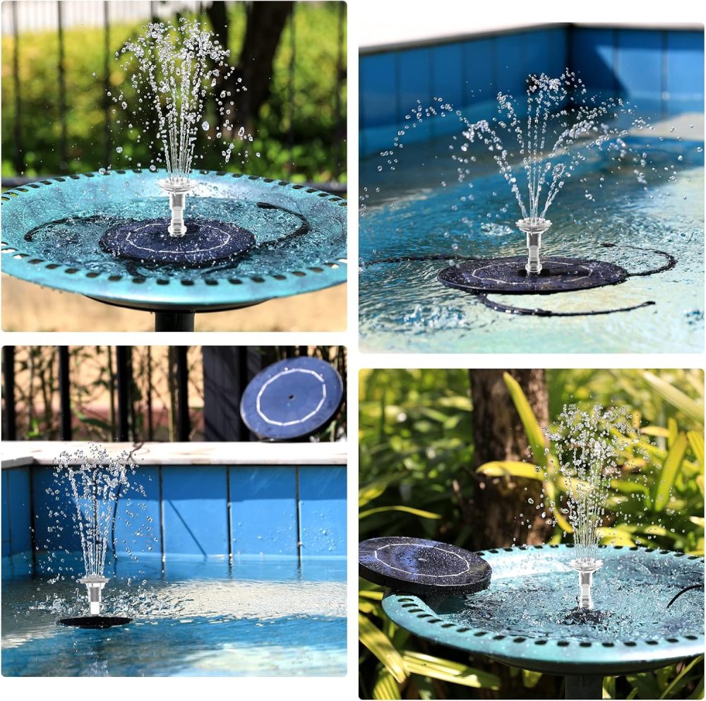 AISITIN 3.5W Solar Fountain Pump for Water Feature Outdoor DIY Solar Bird Bath Fountain with Multiple Nozzles, Solar Powered Water Fountain for Garden, Ponds, Fish Tank and Aquarium