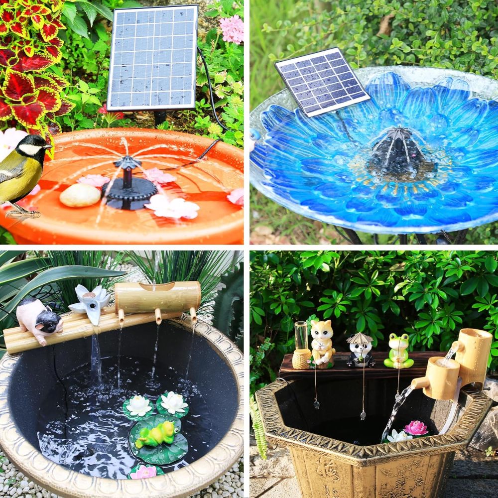 AISITIN 4.5W Solar Water Fountain, Upgraded DIY Solar Water Pump Fountain Kit with Cable Nozzles for Garden, Pond, Pool and Fish Tank