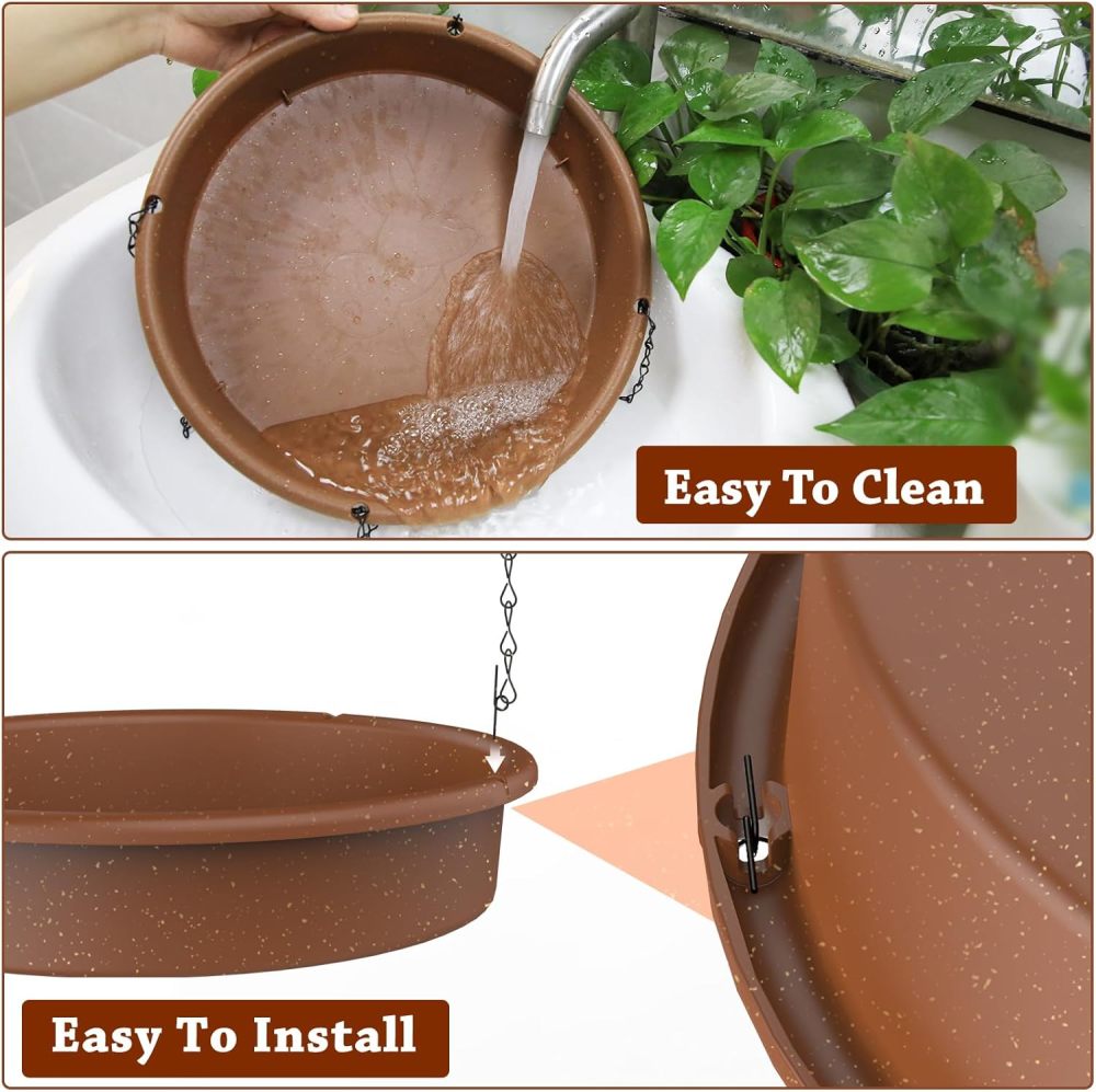 AISITIN 12" Hanging Bird Bath with Solar Fountain Pump, Solar Powered Water Fountain Pump for Bird Bath, Multi-Functional Basin for Feeder and Drinking