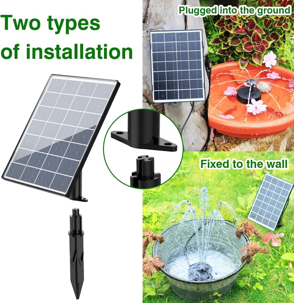AISITIN 4.5W Solar Water Fountain, Upgraded DIY Solar Water Pump Fountain Kit with Cable Nozzles for Garden, Pond, Pool and Fish Tank
