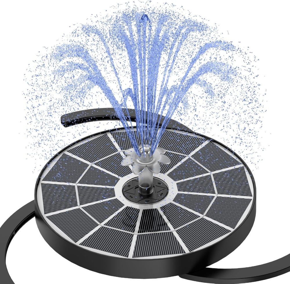 AISITIN 3.7W Solar Bird Bath Fountain Upgraded 6.3" Solar Glass Panel, Solar Powered Fountain Pump with Integrated Bracket & Storage for Bird Bath, Pond, Garden, Aquarium and Outdoor