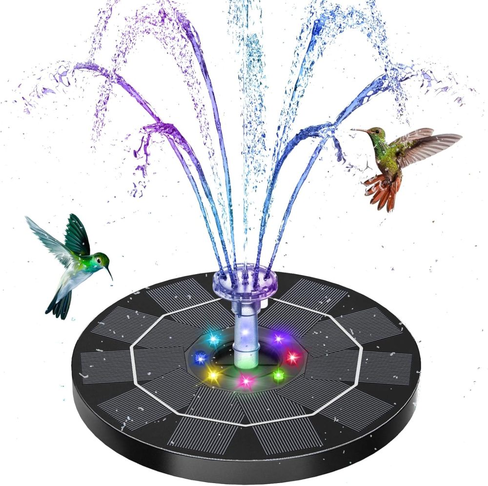 AISITIN 3,5W LED Solar Fountain Pump for Outdoor with 3000mAh Battery,Solar Bird Bath Fountain with Different Spray Effects,with Crystal Ball, Solar Powered Water Pump for Outdoor Garden, Pond