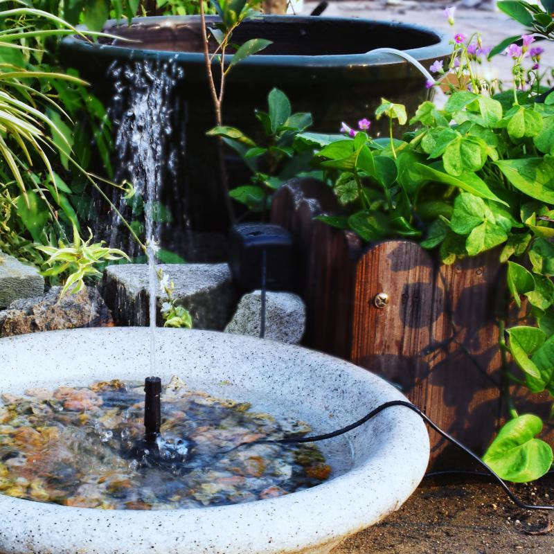 AISITIN Solar Fountain Pump 6.5W Panel with Battery Backup Solar Water Pump Floating Fountain, 6 Nozzles, for Bird Bath
