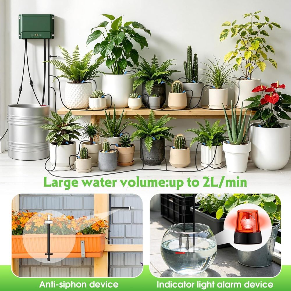Sistema de riego solar de 10 W para riego automático de plantas, kit de riego por goteo de jardín de verano para sistema de riego por goteo de jardín solar, kit de sistema de riego compatible