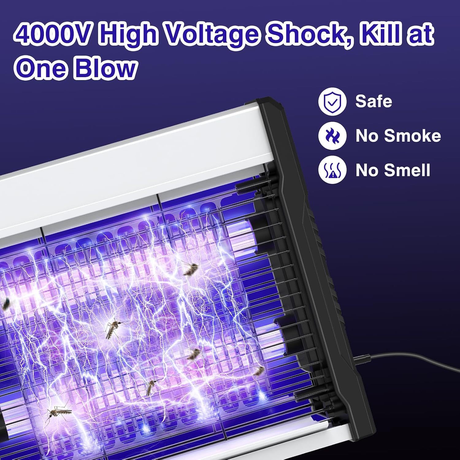 Electric Bug Zapper Indoor, 4000V Mosquito Zapper Indoor, 16 in | USB Bug Zapper with Removable Collection Tray, Fly Trap Mosquito Trap for Patio Yard Home Kitchen Camping