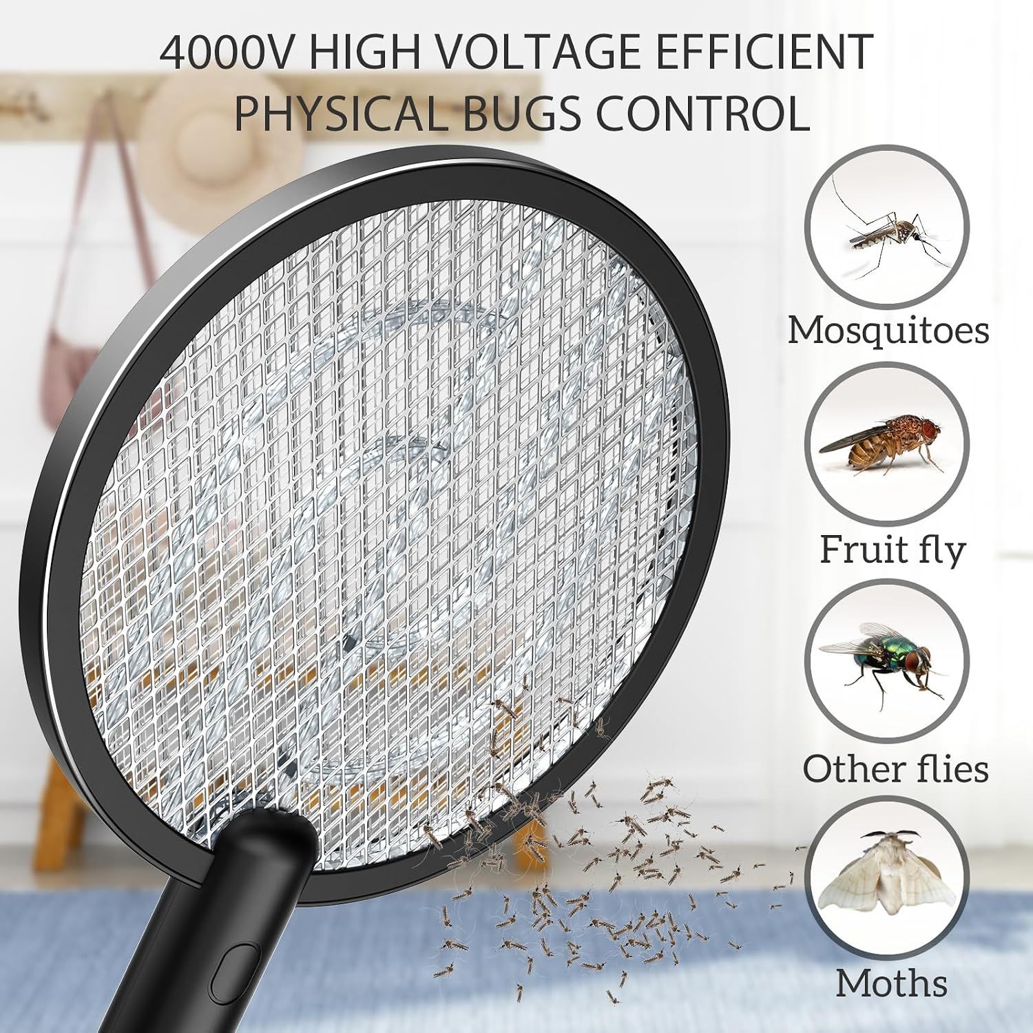 PALONE Electric Fly Swatter Racket, Bug Zapper Racket with Charging Dock | 2 Modes, 3 Layers Safety Mesh, Rechargeable, Fly Zapper Indoor Outdoor for home Camping Yard