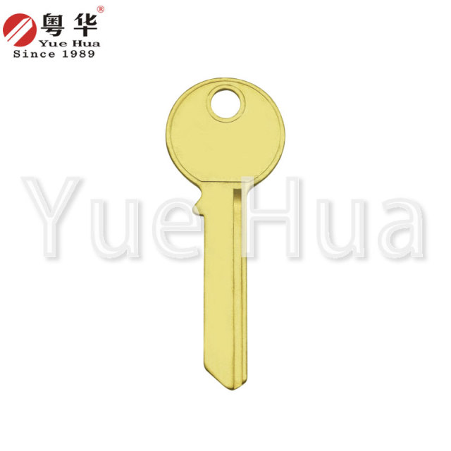 七珠韩山-2型钥匙坯左槽1.8mm厚黄铜材质民用门钥匙坯