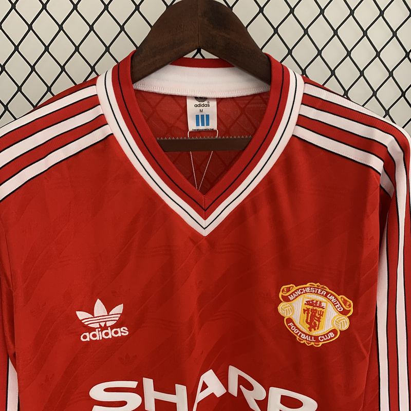 retro 1986 Manchester United Home Long Sleeve Soccer Shirt Jersey