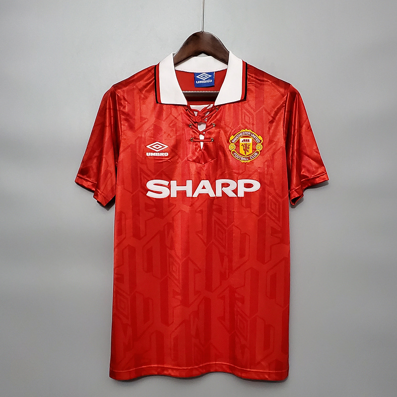 Retro 1992-94 Manchester United home CANTONA HUGHES KEANE Football jersey retro