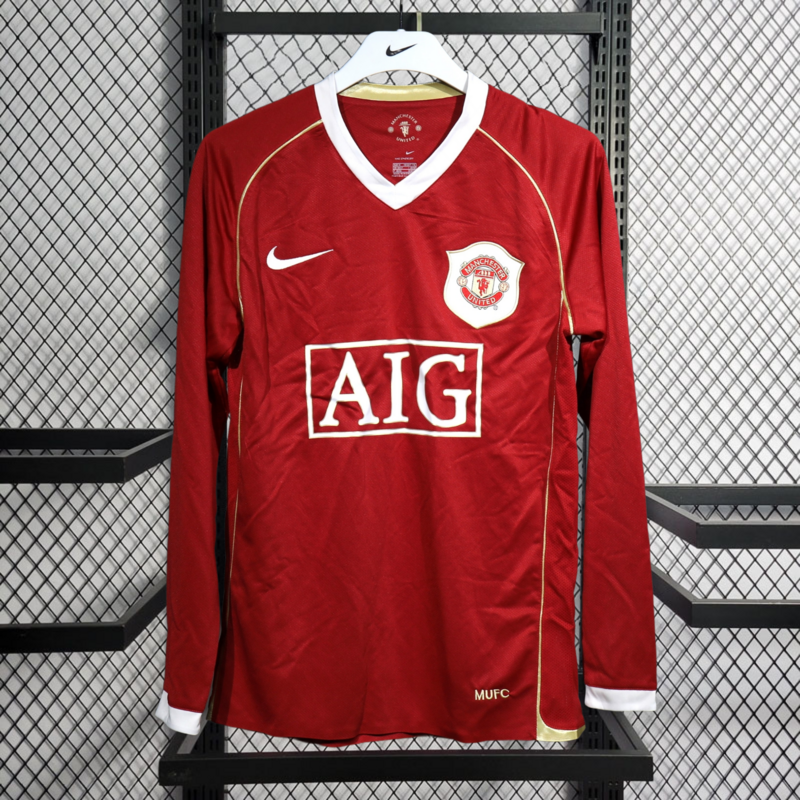 Retro player 2006-07 Manchester United home long sleeved Football jersey retro