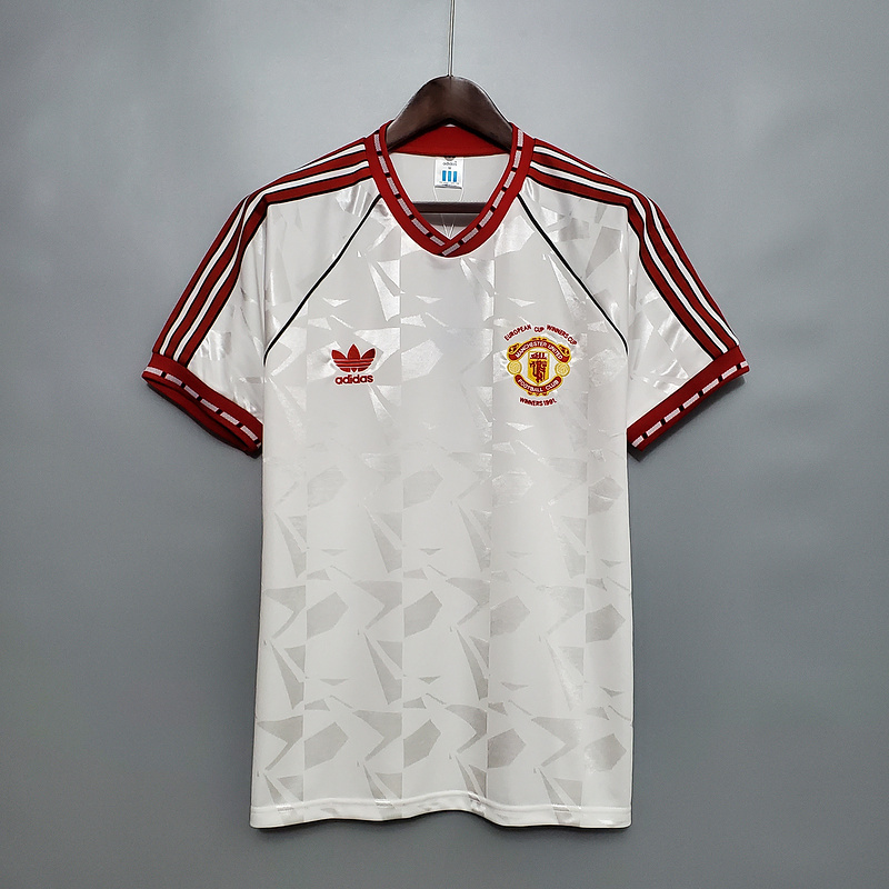 Retro 1991 Manchester United white Football jersey retro