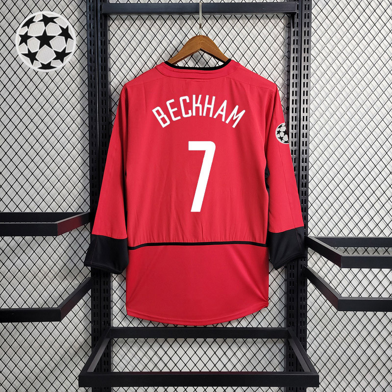 Retro 2002-04 Manchester United long sleeve home BECKHAM v.NISTELROOY GIGGS KEANE Football jersey retro
