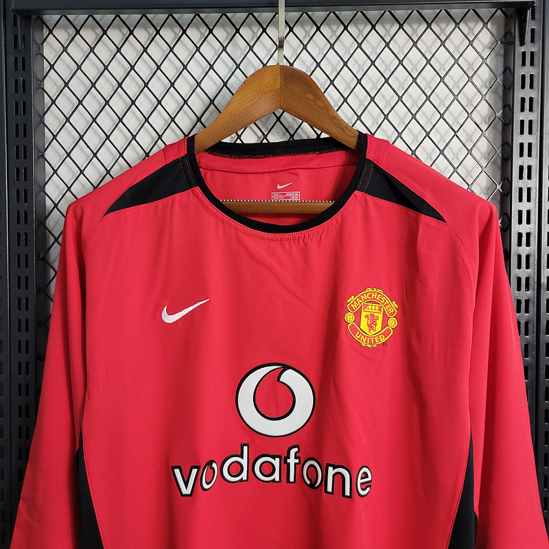 Retro 2002-04 Manchester United long sleeve home BECKHAM v.NISTELROOY GIGGS KEANE Football jersey retro
