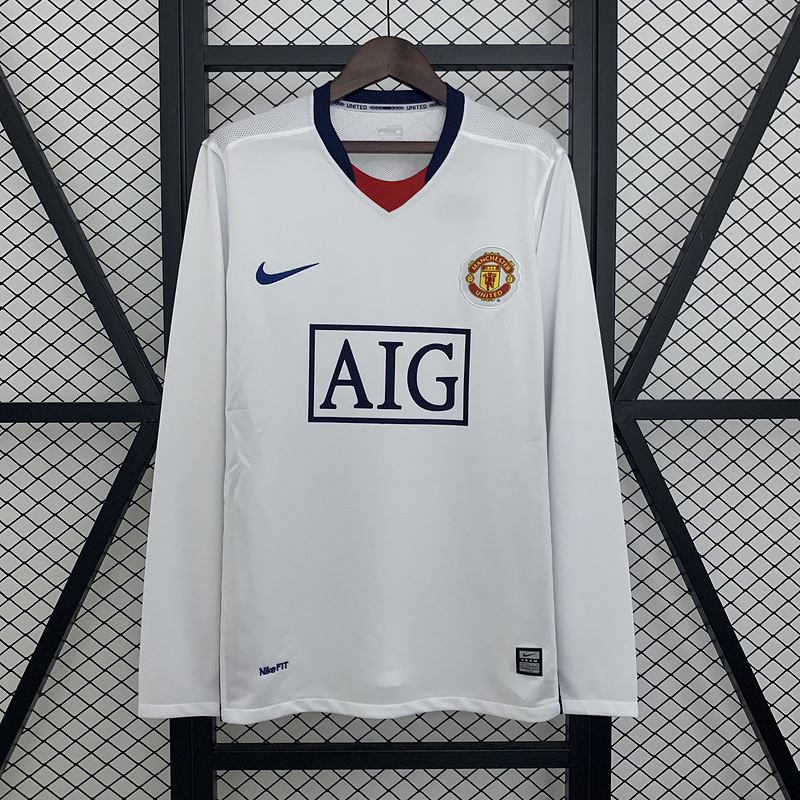 Retro 2008-09 Manchester United Away White Football jersey retro
