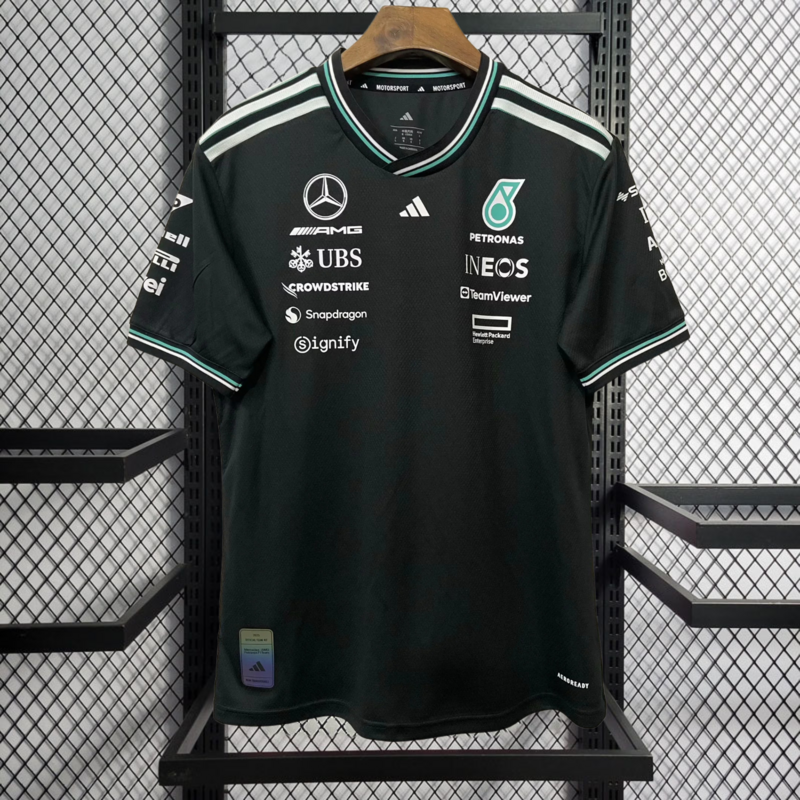 2025 F1 Mercedes Benz black T-shirt Racing Suit