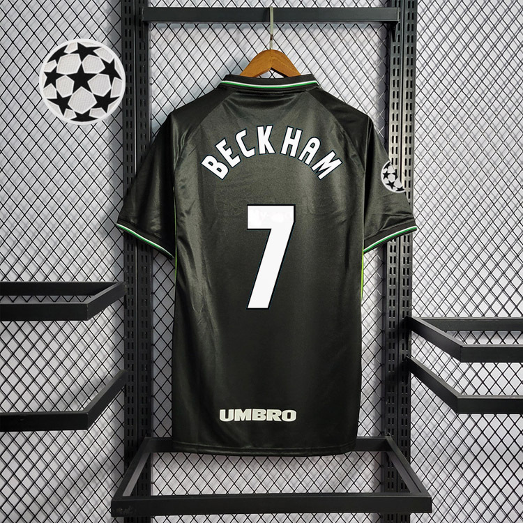 Retro 1998-99 Manchester United Third Shirt With BECKHAM GIGGS KEANE SHERINGHAM Football jersey retro
