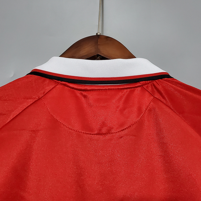 Retro long-sleeved 1999-00 Manchester United Champions League version home BECKHAM GIGGS KEANE SHERINGHAM  Football jersey retro