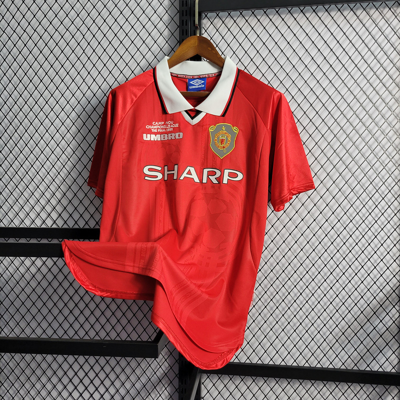 Retro 1999-00 Manchester United Home BECKHAM GIGGS KEANE SHERINGHAM  Football jersey retro