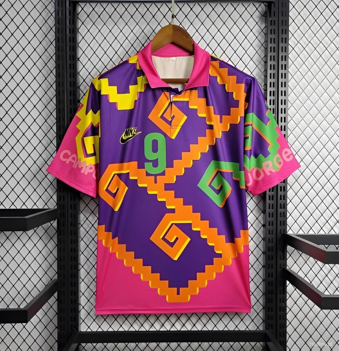 Retro 1995 Mexico CAMPOS 9 Home Orange Football jersey retro