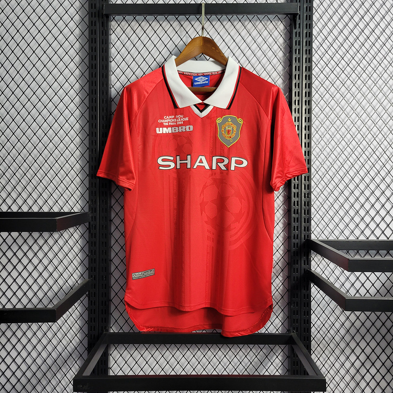 Retro 1999-00 Manchester United Home BECKHAM GIGGS KEANE SHERINGHAM  Football jersey retro