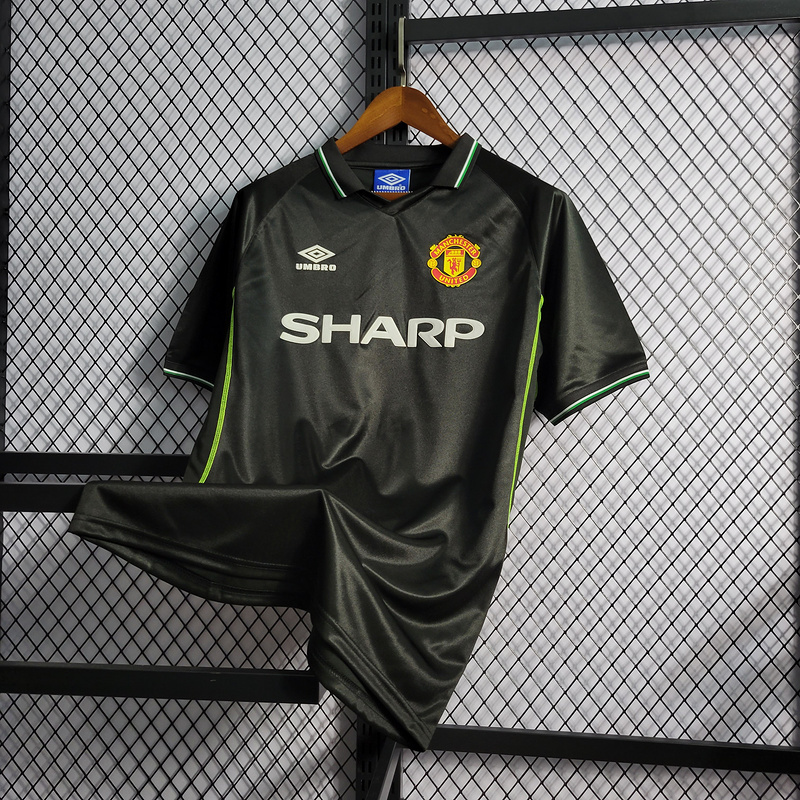 Retro 1998-99 Manchester United Third Shirt With BECKHAM GIGGS KEANE SHERINGHAM Football jersey retro