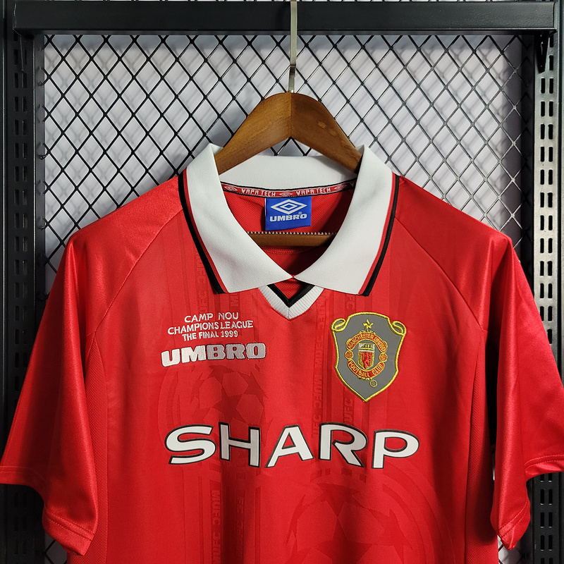 Retro 1999-00 Manchester United Home BECKHAM GIGGS KEANE SHERINGHAM  Football jersey retro