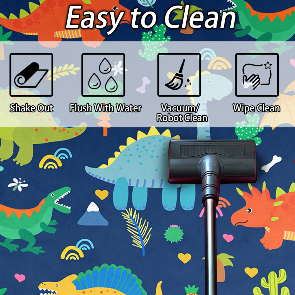 Cute Blue Cartoon Dinosaur Area Rug for Kids | CozyLil