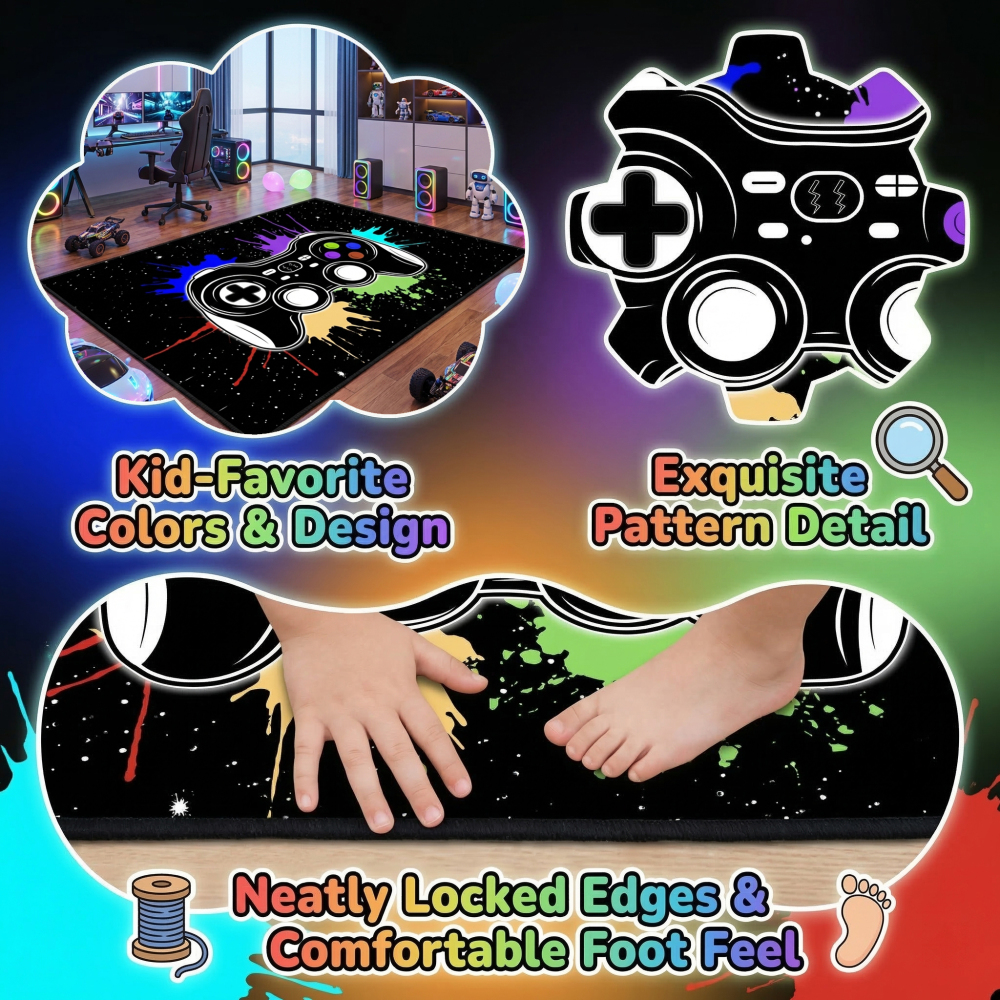 Gamer Rug for Boys Bedroom Cool Game Room Decor | CozyLil