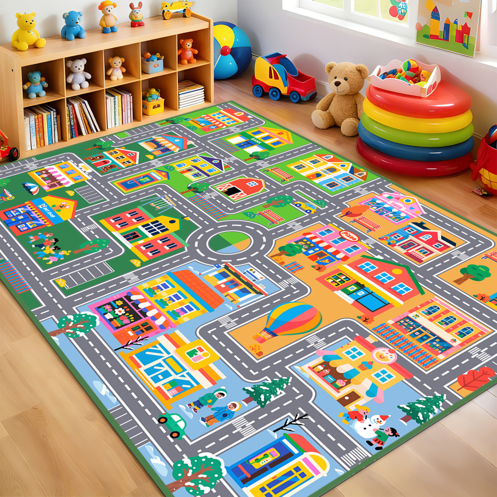 City Life Traffic Road Kids Area Rug Play Mat | CozyLil