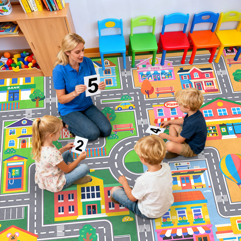 City Life Traffic Road Kids Area Rug Play Mat | CozyLil