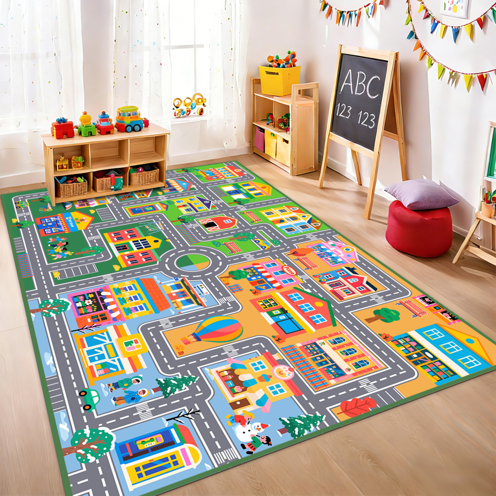 City Life Traffic Road Kids Area Rug Play Mat | CozyLil