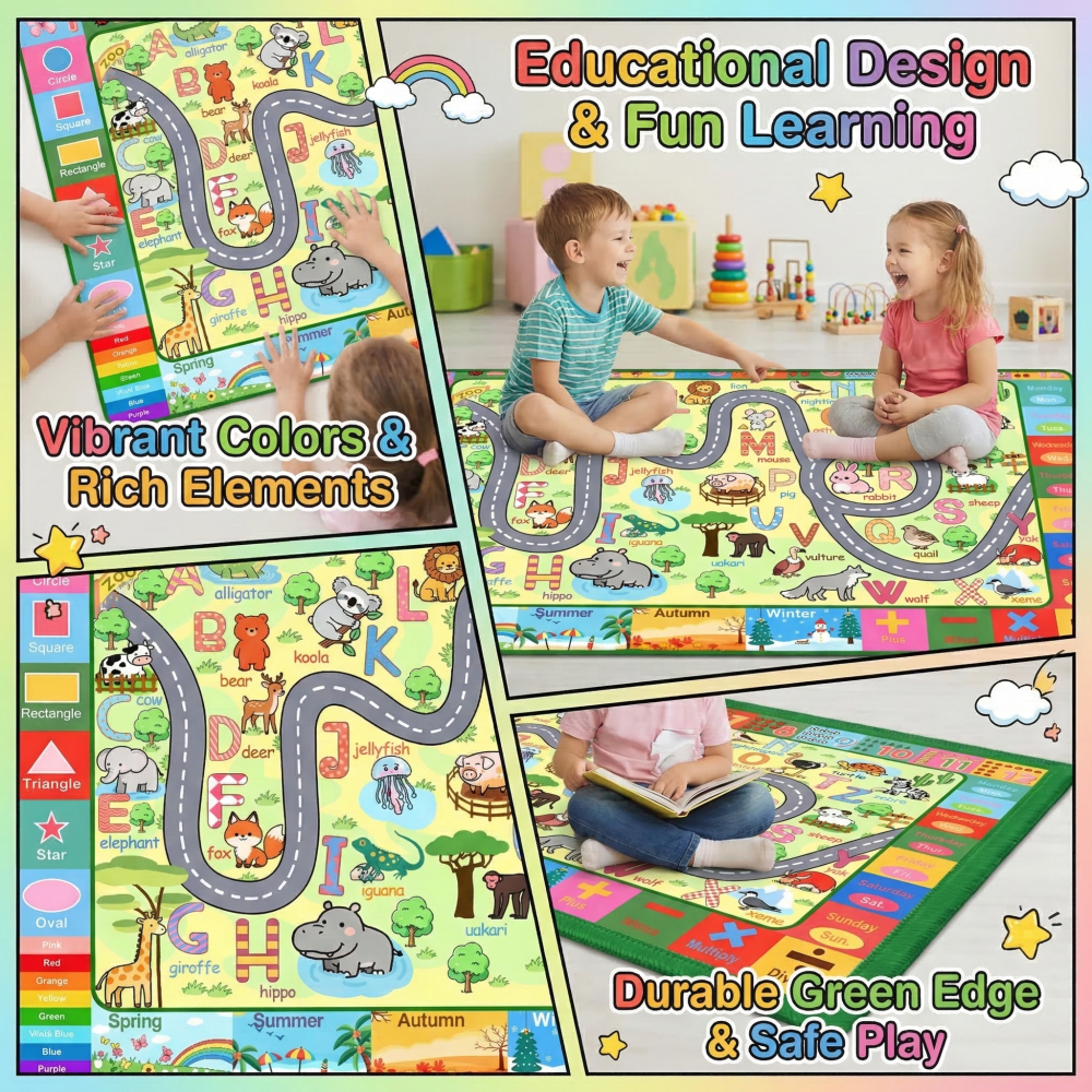 Educational ABC Alphabet Area Rug Play Mat for Kids Room | CozyLil