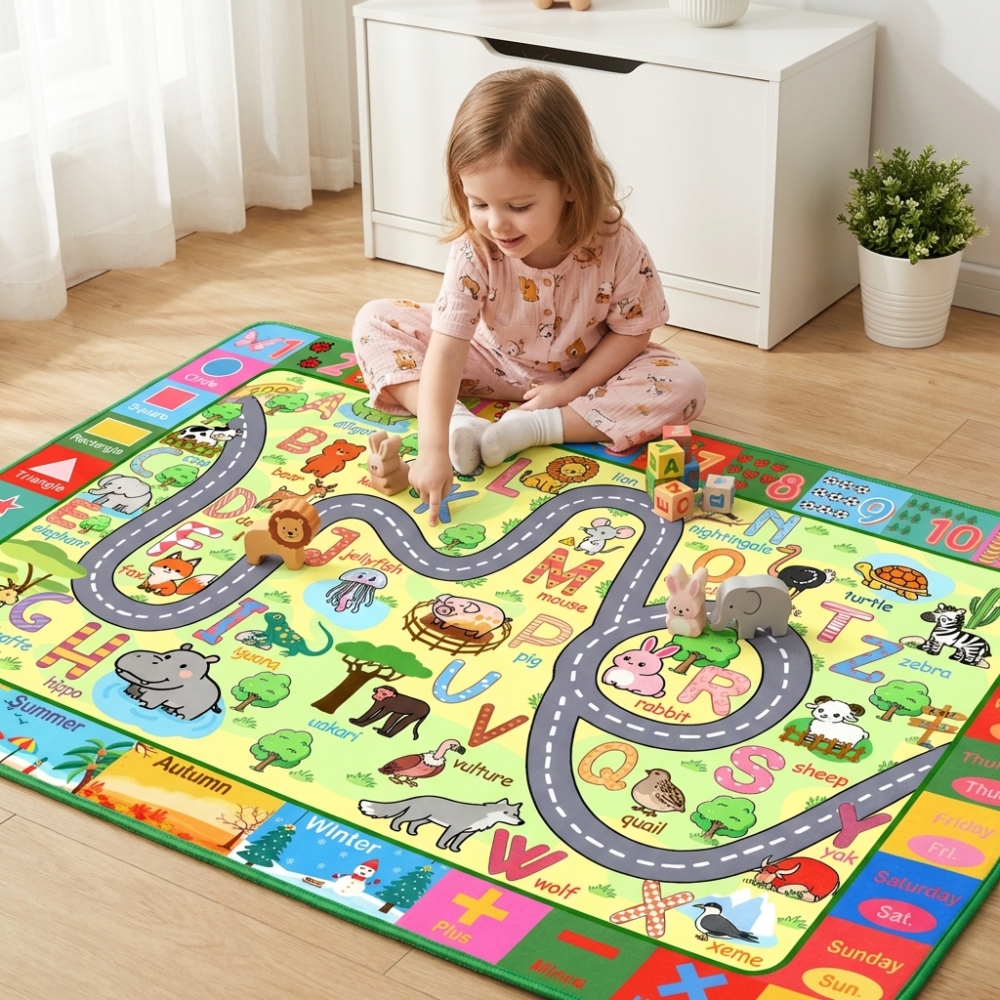 Educational ABC Alphabet Area Rug Play Mat for Kids Room | CozyLil