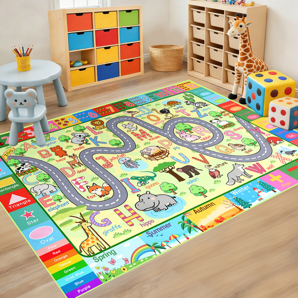 Educational ABC Alphabet Area Rug Play Mat for Kids Room | CozyLil