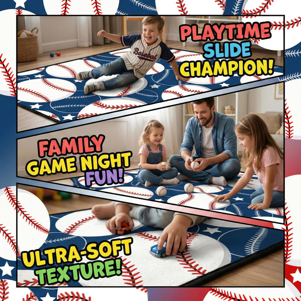 Kids Baseball Rug Sports Room Carpet For Boys Bedroom | CozyLil
