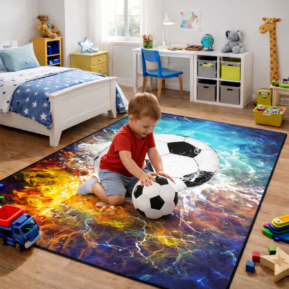 Soccer Field Sports Area Rug for Boys Room | CozyLil